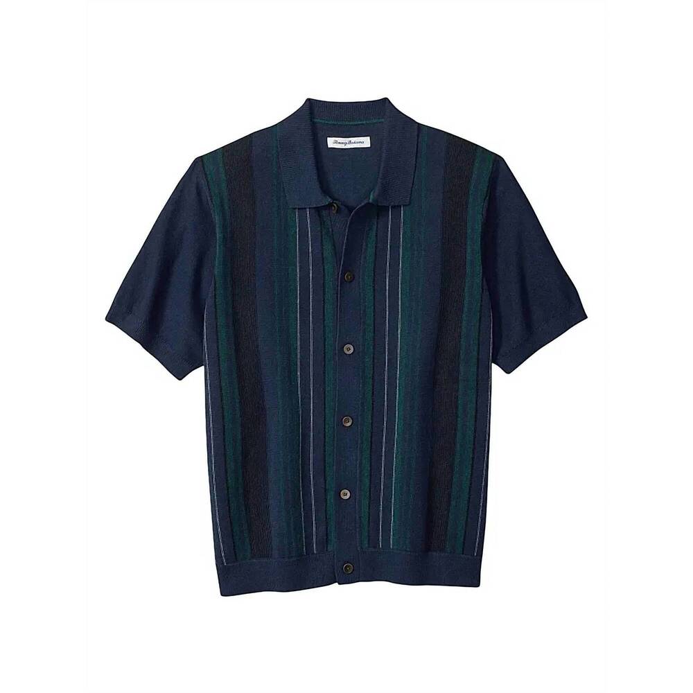 NEW TOMMY BAHAMA men's palmarito knit button front polo shirt in coastline